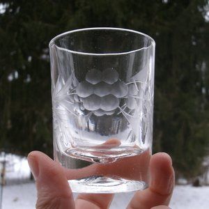 Vintage Federal Glass Floral Etched Whiskey Glasses